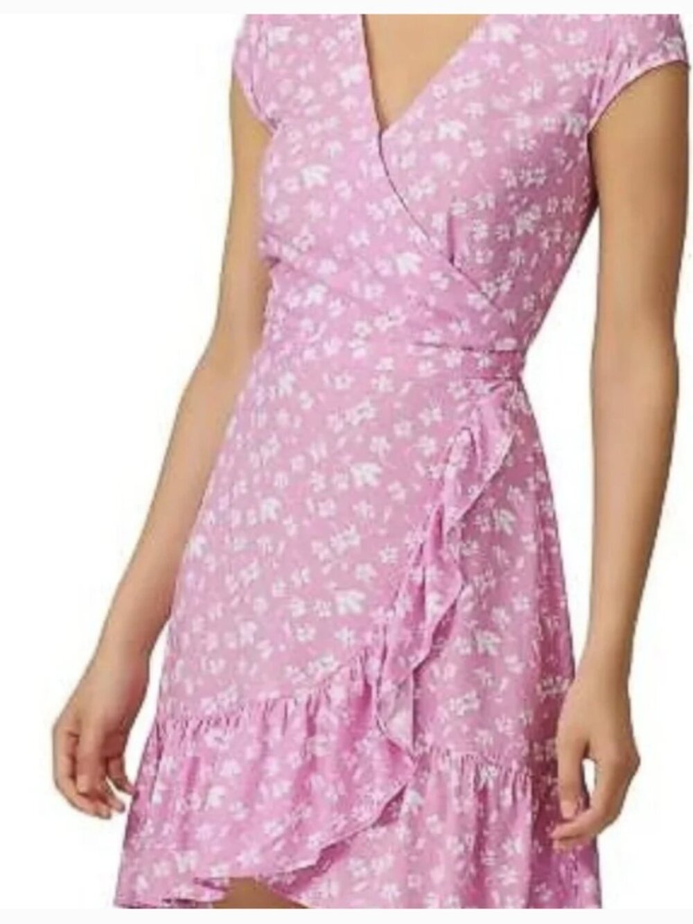 J. Crew Ruffle Front Mini Sz 6 Soft Rayon Pink Floral Summer Wedding Guest